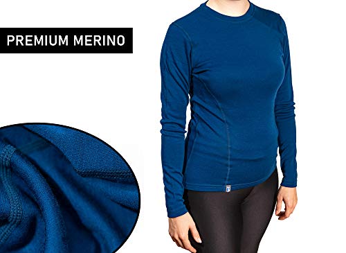 Alpin Loacker - Camiseta de manga larga de merino, 230 g/m, 100 % lana de merino, para mujer, con regulación del calor, para deporte, ocio, talla a elegir (azul, m)