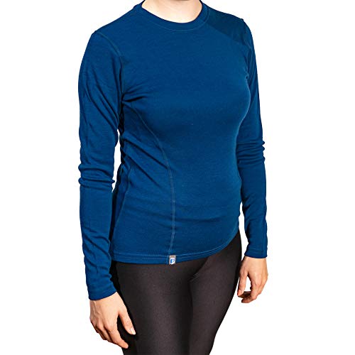 Alpin Loacker - Camiseta de manga larga de merino, 230 g/m, 100 % lana de merino, para mujer, con regulación del calor, para deporte, ocio, talla a elegir (azul, m)