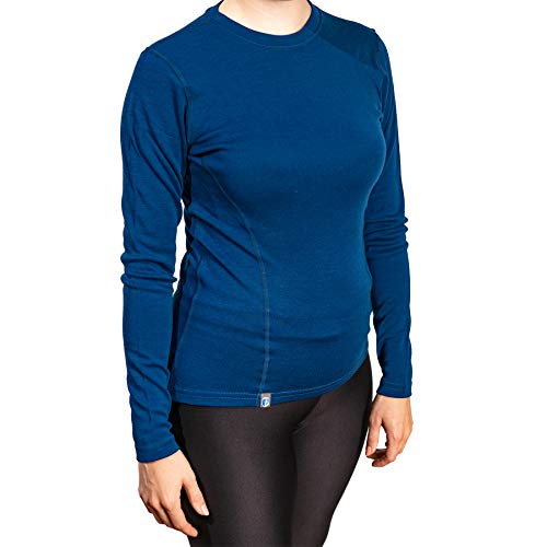 Alpin Loacker - Camiseta de manga larga de merino, 230 g/m, 100 % lana de merino, para mujer, con regulación del calor, para deporte, ocio, talla a elegir (azul, m)