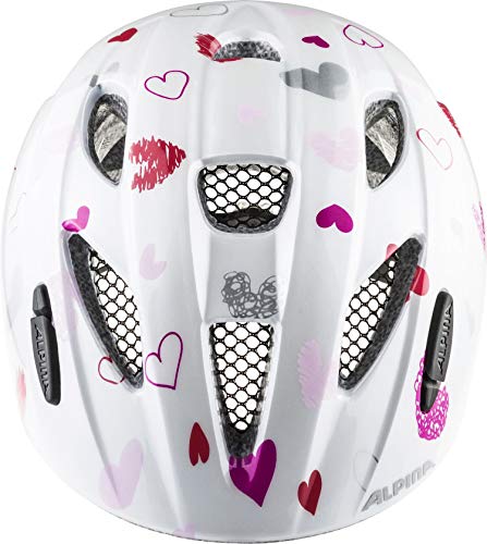 Alpina Ximo Casco de Bicicleta, Niñas, Blanco (White Hearts), 45-49