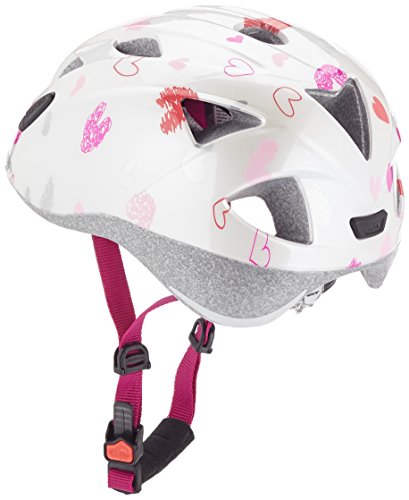 ALPINA Ximo Casco de Bicicleta, Niñas, Blanco (White Hearts), 49-54