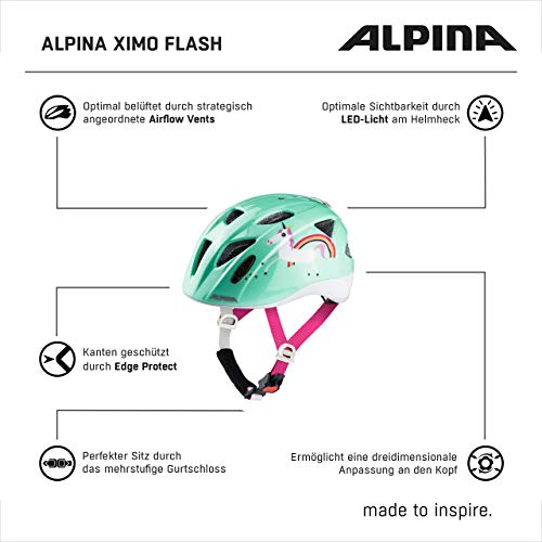 Alpina XIMO Flash Casco de Bicicleta, Girls, Mint Unicorn, 47-51
