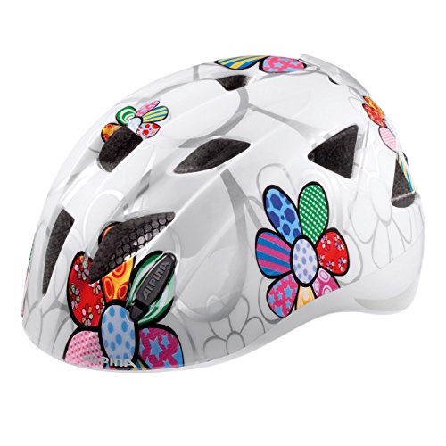 ALPINA Ximo Flash Casco de Bicicleta, Girls, White Flower, 47-51