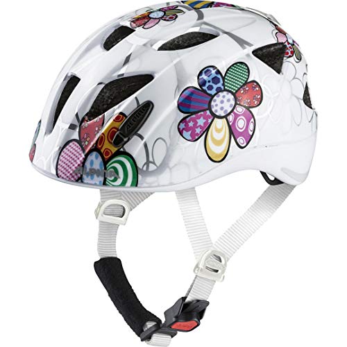 ALPINA Ximo Flash Casco de Bicicleta, Girls, White Flower, 47-51