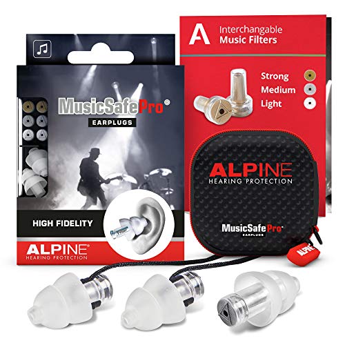 Alpine MusicSafe Pro Tapones para los oídos para músicos - Mejora tu experiencia musical con tres filtros intercambiables - Protección auditiva Hipoalergénico - Tapones reutilizables - Transparente