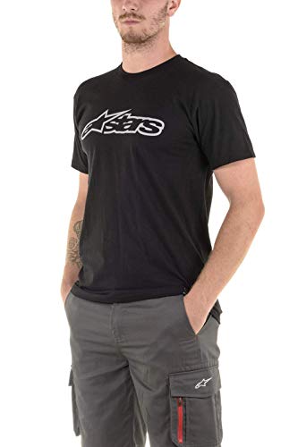 Alpinestar Blaze Classic tee Camiseta de Manga Corta con Logo de Corte Moderno, Hombre, Black/Grey, L