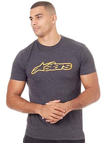 Alpinestar Blaze Classic tee Camiseta de Manga Corta con Logo de Corte Moderno, Hombre, Charcoal Heath./Orange, S