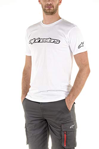 Alpinestar Wordmark tee Camiseta de Manga Logo de Corte Moderno, Hombre, Blanco, M