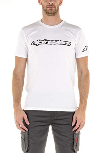 Alpinestar Wordmark tee Camiseta de Manga Logo de Corte Moderno, Hombre, Blanco, M