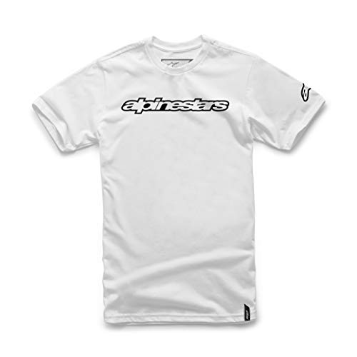 Alpinestar Wordmark tee Camiseta de Manga Logo de Corte Moderno, Hombre, Blanco, M