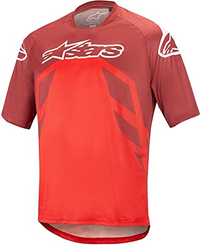 Alpinestars Racer V2 SS Jersey Camiseta, Borgoña Rojo Brillante Blanco, XL para Hombre