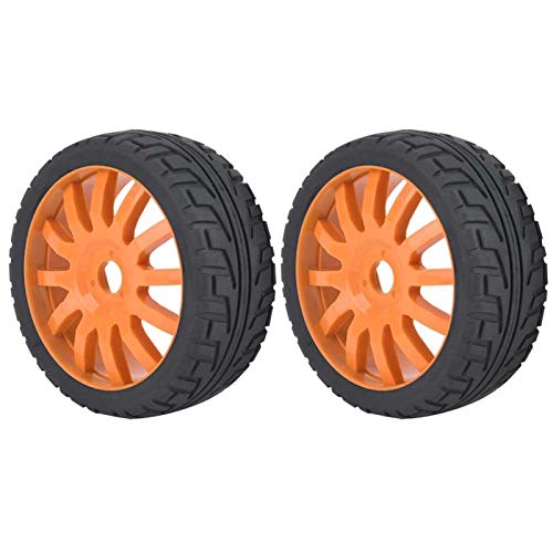 Alta robustez resistente al desgaste Llanta de rueda Cubo Neumáticos Neumáticos de goma 1/8 Accesorio de coche RC de carreras en carretera Alta durabilidad para niños Juguetes para niños(Orange)