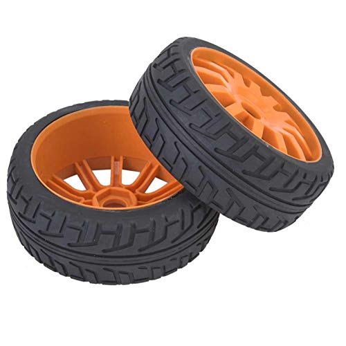 Alta robustez resistente al desgaste Llanta de rueda Cubo Neumáticos Neumáticos de goma 1/8 Accesorio de coche RC de carreras en carretera Alta durabilidad para niños Juguetes para niños(Orange)