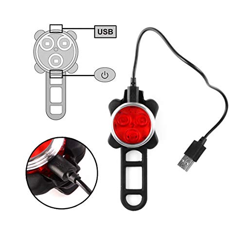 AMANKA LED Luz Delantera y Trasera Bicicleta, Luces Bicicleta Recargable LED Luz para Bicicleta por USB Conjunto para Bicicleta 4 Modo 650mAh Reflector Bici Seguridad Faro de Señal