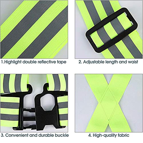 AMAYGA Seguridad Chaleco Reflectante Set + Dos Bandas,Ajustable High Visibility Elastic Reflector Chaleco para Correr,Senderismo, Ciclismo, Carreras,Motorista