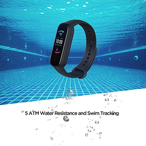 Amazfit Band 5 Smartwatch Tracker Fitness Reloj Inteligente Deporte Duración de la batería de 15 días Oxigeno en Sangre Ritmo cardiaco Monitoreo del Sueño Voz Soporta con Alexa Negro