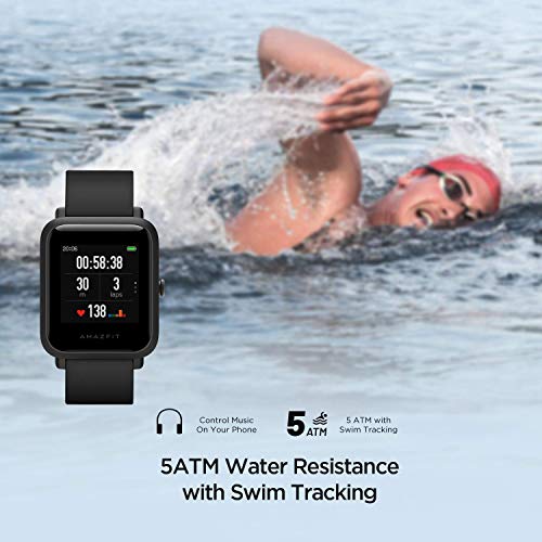 Amazfit Bip S Smartwatch 5ATM GPS GLONASS -Reloj inteligente con bluetooth y conectividad con Android e iOS - Version Global (Negro)