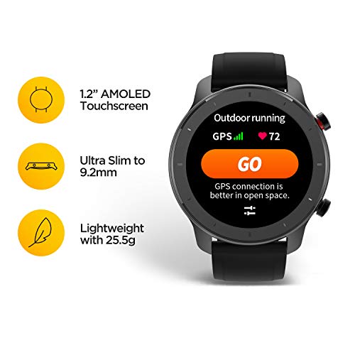 Amazfit GTR 42 Reloj Inteligente con frecuencia cardíaca y Seguimiento de Actividad, 42 mm, batería de Larga duración Blanco