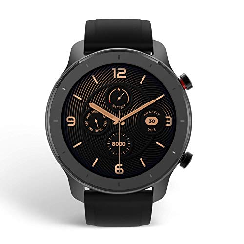 Amazfit GTR 42 Smartwatch Reloj Inteligente con Frecuencia Cardíaca y Seguimiento de Actividad, 42 mm, Batería de Larga duración 12 Días Negro