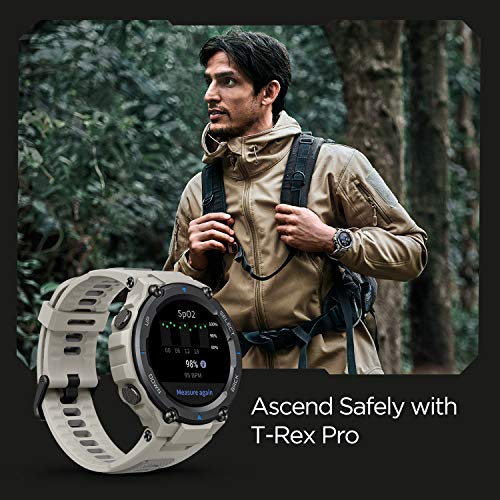 Amazfit T-Rex Pro Smartwatch Fitness Monitor de Sueño y Ritmo cardiaco 10 ATM GPS Reloj Inteligente Deportativo con más de 100 Modes Deportes Duración de batería 18 días Resitente Diseño, Negro