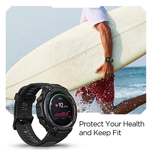 Amazfit T-Rex Pro Smartwatch Fitness Monitor de Sueño y Ritmo cardiaco 10 ATM GPS Reloj Inteligente Deportativo con más de 100 Modes Deportes Duración de batería 18 días Resitente Diseño, Negro