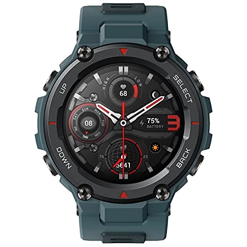 Amazfit T-Rex Pro Smartwatch Fitness Monitor de Sueño y Ritmo cardiaco 10 ATM GPS Reloj Inteligente Deportativo con más de 100 Modes Deportes Duración de batería 18 días Resitente Diseño-Azul