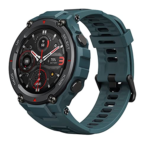 Amazfit T-Rex Pro Smartwatch Fitness Monitor de Sueño y Ritmo cardiaco 10 ATM GPS Reloj Inteligente Deportativo con más de 100 Modes Deportes Duración de batería 18 días Resitente Diseño-Azul