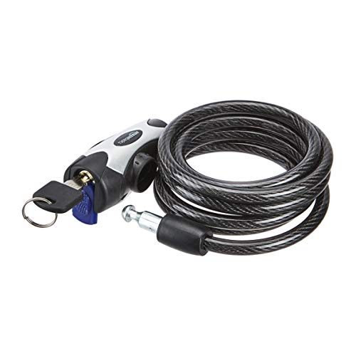 Amazon Basics - Candado con Llave y Cable Ajustable para Bicicleta de 183 cm, Negro