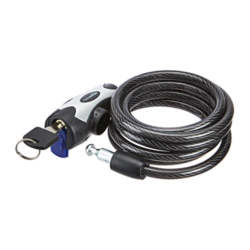 Amazon Basics - Candado con Llave y Cable Ajustable para Bicicleta de 183 cm, Negro