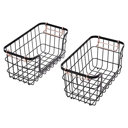 Amazon Basics - Cestas de metal apilables para almacenaje, para cocina o baño