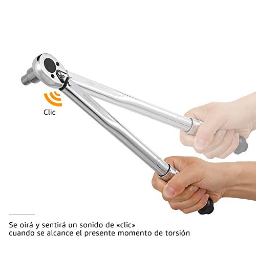 Amazon Basics - Llave de trinquete dinamométrica de 3/8 pulgadas , 20.4-108.5 Nm