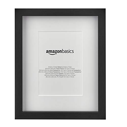 Amazon Basics – Marco para fotos con paspartú, 20 x 25 cm con paspartú de 13 x 18 cm, Negro, Pack de 2 uds