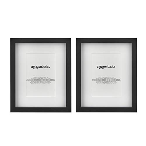 Amazon Basics – Marco para fotos con paspartú, 20 x 25 cm con paspartú de 13 x 18 cm, Negro, Pack de 2 uds