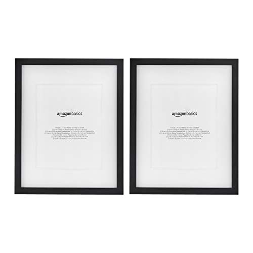 Amazon Basics – Marco para fotos con paspartú, 28 x 36 cm con paspartú de 20 x 25 cm, Negro, pack de 2 uds.