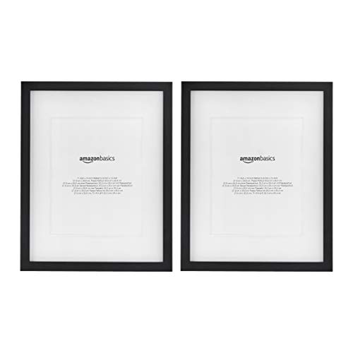 Amazon Basics – Marco para fotos con paspartú, 28 x 36 cm con paspartú de 20 x 25 cm, Negro, pack de 2 uds.