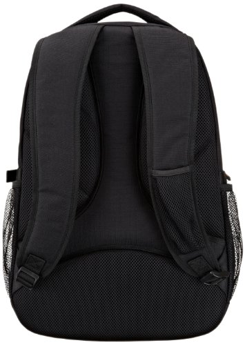 Amazon Basics - Mochila, compatible con la mayoría de los ordenadores portátiles de 43 cm, con tirantes acolchados y compartimentos de almacenamiento para bolígrafos, llaves y teléfono móvil, negra