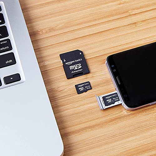 Amazon Basics - Tarjeta de memoria microSDXC 64 GB con adaptador de tamaño completo, A2, U3, velocidad de lectura hasta 100 MB/s, 2 unidades