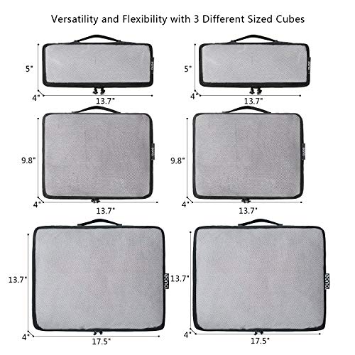 Amazon Brand - Eono Organizadores de Viaje Cubos de Embalaje Organizadores para Maletas Travel Packing Cubes Equipaje de Viaje Organizadores Organizadores para el Equipaje - Malla, 6-Pcs