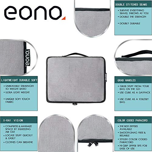 Amazon Brand - Eono Organizadores de Viaje Cubos de Embalaje Organizadores para Maletas Travel Packing Cubes Equipaje de Viaje Organizadores Organizadores para el Equipaje - Malla, 6-Pcs