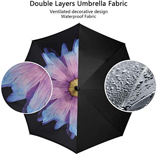 Amazon Brand - Eono Paraguas Invertido de Doble Capa, Paraguas Plegable de Manos Libres Autoportante,Paraguas a Prueba de Viento Anti-UV para la Lluvia del Coche al Aire Iibre - Punto Rojo