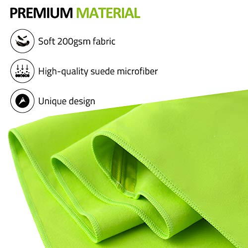 Amazon Brand - Eono Toalla de Microfibra para Llevar al Gimnasio, a la Playa, de Camping, de Viaje, de Natacion, o de Vacaciones. Secado rápido, Superabsorbente, Ultracompacta - Verde, 100x50cm