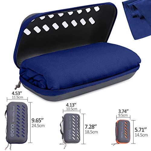 Amazon Brand - Eono Toalla de Microfibra para Llevar al Gimnasio, a la Playa, de Camping, de Viaje, de Natacion, o de Vacaciones. Secado rápido, Superabsorbente, Ultracompacta - Azul Real, 60x30cm