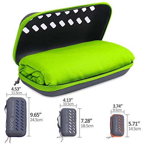 Amazon Brand - Eono Toalla de Microfibra para Llevar al Gimnasio, a la Playa, de Camping, de Viaje, de Natacion, o de Vacaciones. Secado rápido, Superabsorbente, Ultracompacta - Verde, 100x50cm