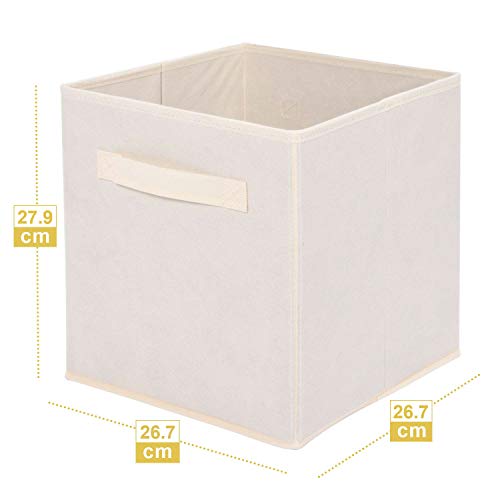 Amazon Brand – Umi Cajas de casetes plegables no tejidas,6 organizadores de cestas de cubo plegables con organizador de almacenamiento de asas dobles para el hogar,la oficina,la guardería,beige