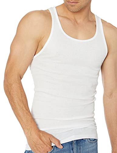 Amazon Essentials 6-Pack Tank Undershirts Camisa, Blanco (White), Small