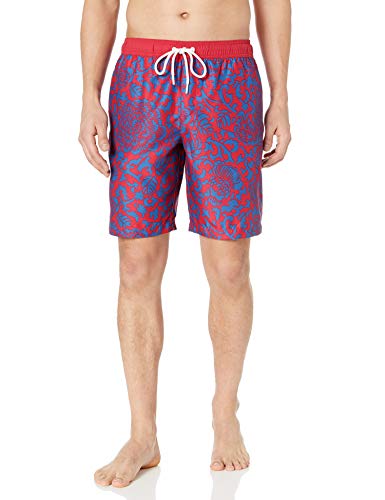 Amazon Essentials Bañador de 9"de secado rápido fashion-swim-trunks, Red Vintage Floral, US L (EU L)