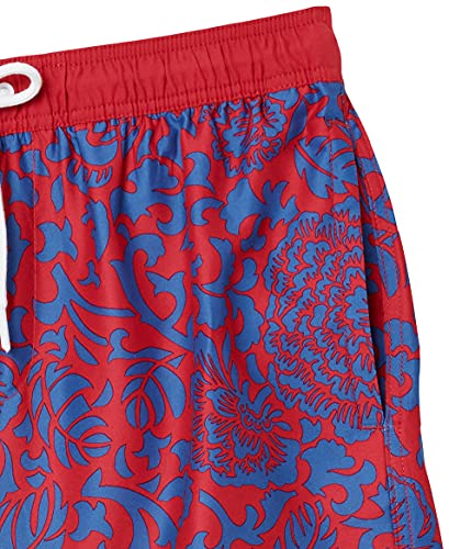 Amazon Essentials Bañador de 9"de secado rápido fashion-swim-trunks, Red Vintage Floral, US L (EU L)