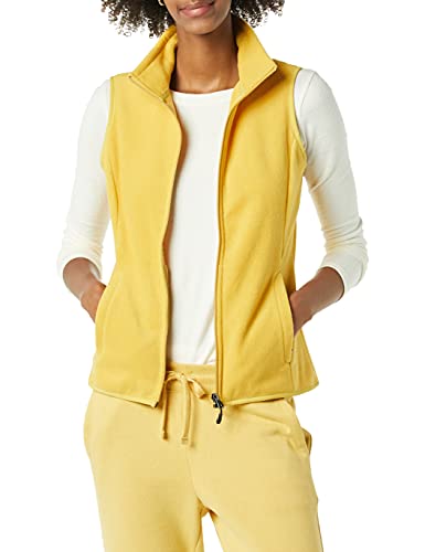 Amazon Essentials Chaleco de Forro Polar sin Mangas con Cremallera Completa para Mujer Chaqueta, Amarillo Oscuro, XXL