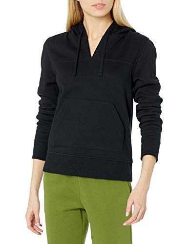 Amazon Essentials Classic Fit Long Sleeve Open V-Neck Hooded Sweatshirt Sudadera con Capucha, Negro, M