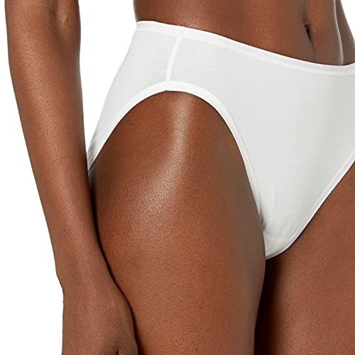 Amazon Essentials Cotton Stretch High-Cut Bikini Panty Pantis, Blanco, XXL